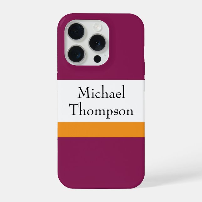 Custom Burgundy Gold Surname iPhone Case (Back)