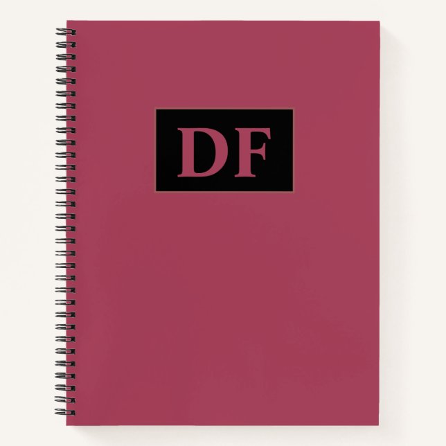 Custom Burgundy Monogrammed Notebook (Front)
