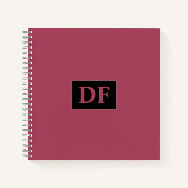 Custom Burgundy Monogrammed Notebook (Front)