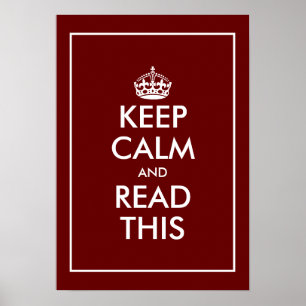 Custom burgundy red keep calm meme wall poster