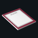 Custom Burgundy Red White Editable Colour Notepad<br><div class="desc">Burgundy / deep red (background colour can be edited) personalised notepad with your name or any text you choose at the top.</div>