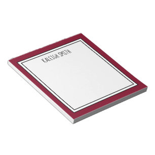 Custom Burgundy Red White Editable Colour Notepad
