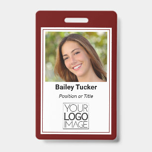 Custom Burgundy Simple Colour Professional Name ID Badge