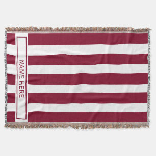 Custom Burgundy Stripe Blanket with Your Name