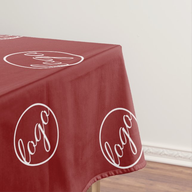 Custom Burgundy Trade Show Logo Business Tablecloth (In Situ)