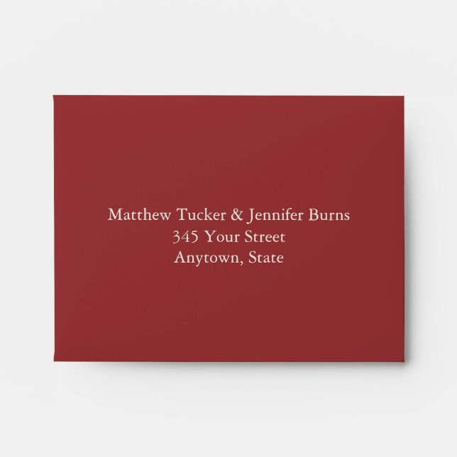 Custom Burgundy Wedding Envelope with Address (Front)
