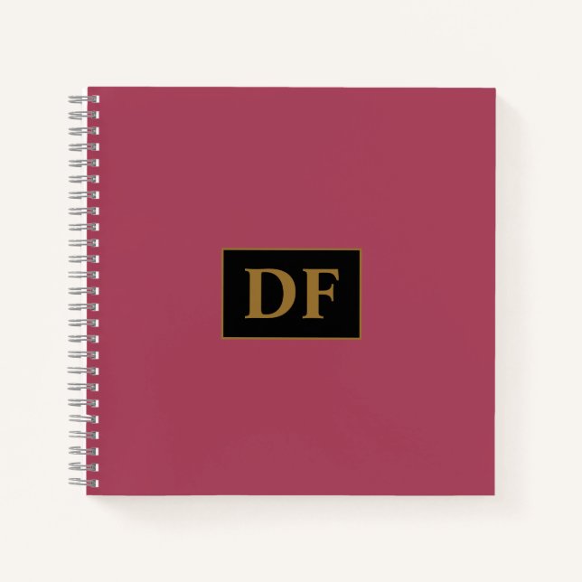 Custom Burgundy With Gold Initials Notebook (Front)