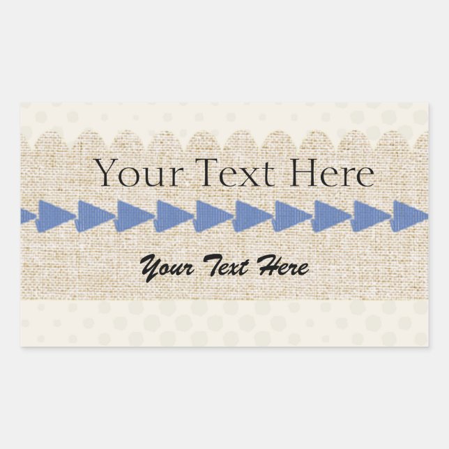 Custom Burlap Fabric Textured Arrow Label (Front)