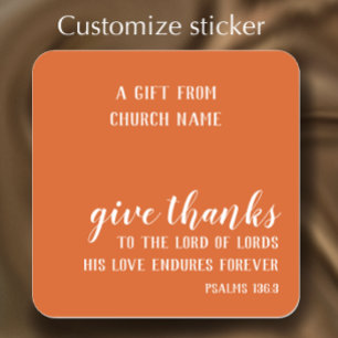 Custom Burnt Orange Thanksgiving Gift Scripture Square Sticker