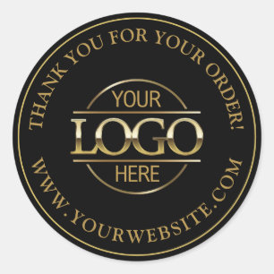 Custom Busines Logo Promotional Black and Gold Classic Round Sticker