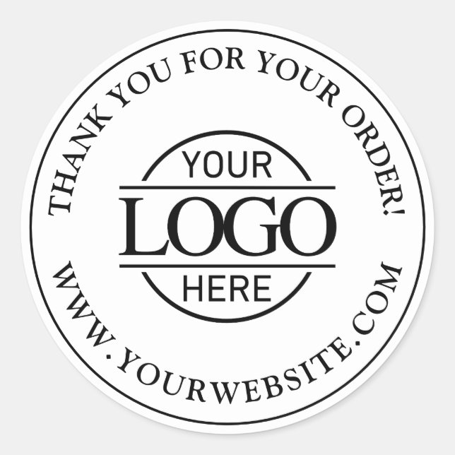 Custom Busines Logo Promotional Black and White Classic Round Sticker (Front)