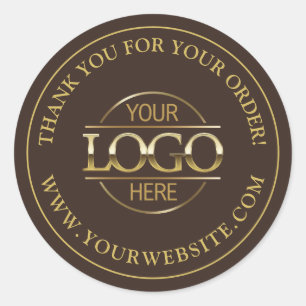 Custom Busines Logo Promotional Brown and Gold Classic Round Sticker