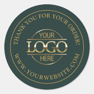 Custom Busines Logo Promotional Dark Green & Gold Classic Round Sticker