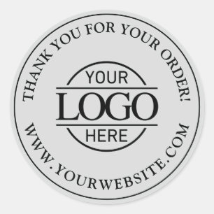 Custom Busines Logo Promotional Light Grey Classic Round Sticker