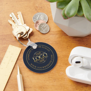 Custom Busines Logo Promotional Navy Blue Key Ring