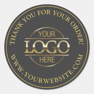 Custom Busines Logo Promotional Navy Grey and Gold Classic Round Sticker