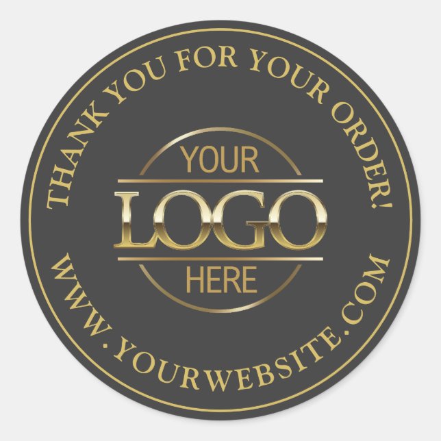 Custom Busines Logo Promotional Navy Grey and Gold Classic Round Sticker (Front)