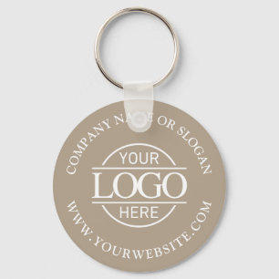Custom Busines Logo Promotional Taupe Beige Key Ring