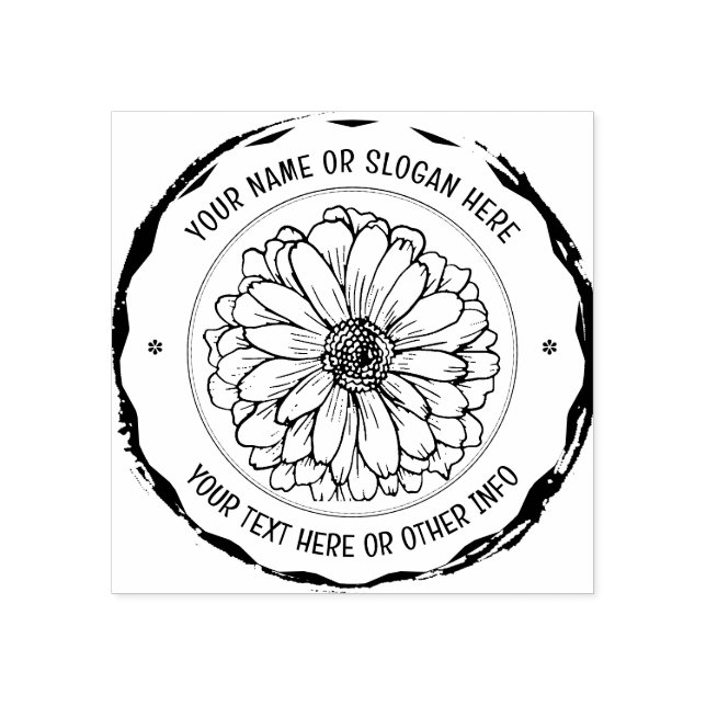 Custom Busines Logo | RUSTIC FLORAL BOTANICAL  Rubber Stamp (Imprint)