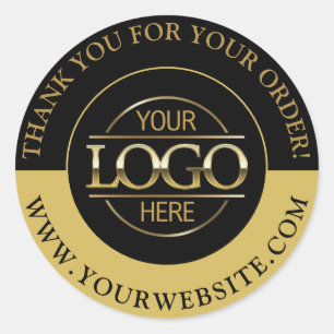 Custom Busines Round Logo Promotional Black & Gold Classic Round Sticker