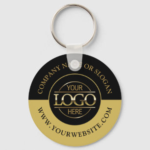 Custom Busines Round Logo Promotional Black & Gold Key Ring
