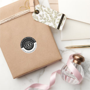 Custom Busines Round Logo Promotional Black White Classic Round Sticker