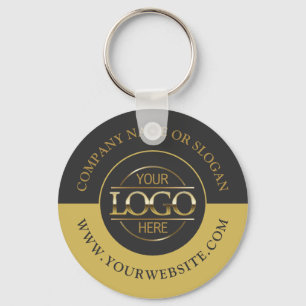 Custom Busines Round Logo Promotional Grey & Gold Key Ring