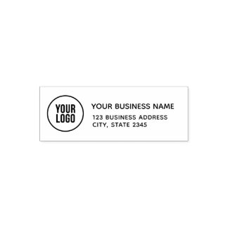 Custom business address label self-inking stamp