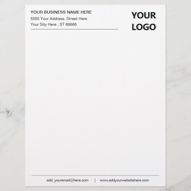 Custom Business Address Logo Office Letterhead  (Front)