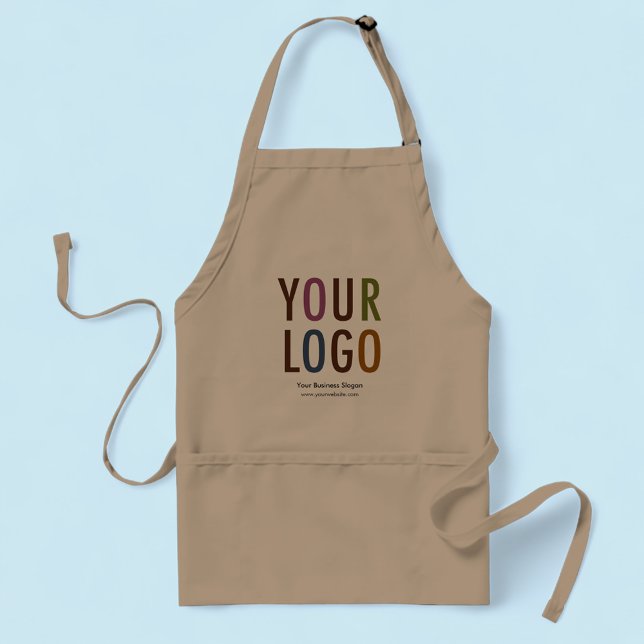 Custom Business Apron Company Logo Employee Staff (MISOOK Khaki Apron with Logo and Pockets)