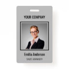 Custom Business Basic Employee Name Photo Grey