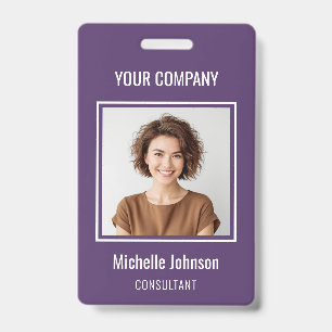 Custom Business Basic Simple Employee Name Photo ID Badge