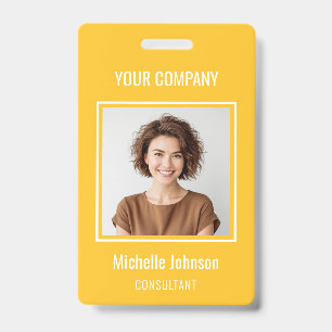 Custom Business Basic Simple Employee Name Photo ID Badge