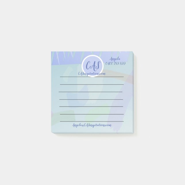 Custom Business Blue Watercolour Post-It Notes (Front)