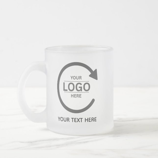 Custom Business Brand Logo Frosted Glass Coffee Mug (Left)