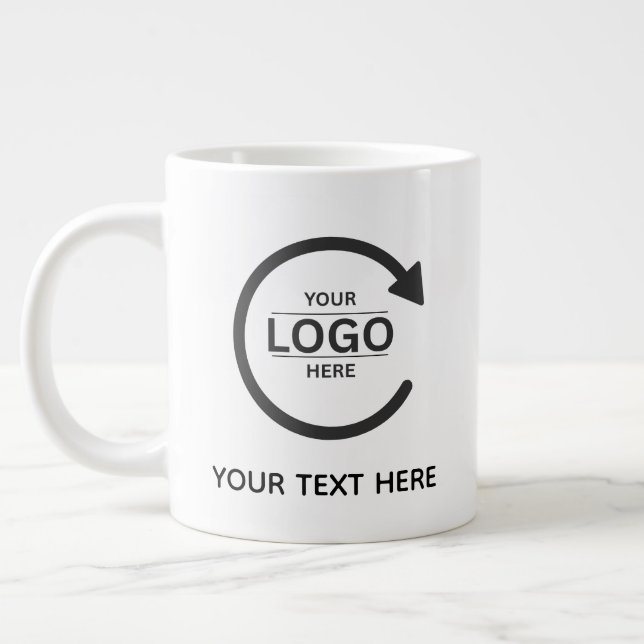 Custom Business Brand Logo Large Coffee Mug (Left)