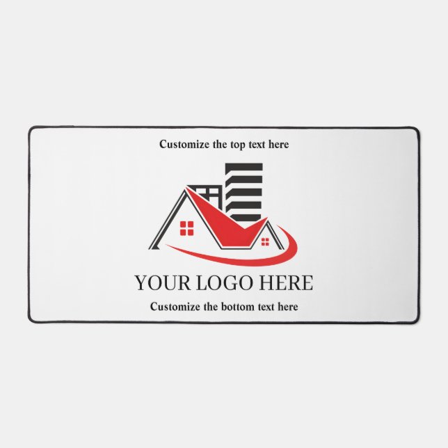 Custom Business Branded Logo QR Scan Code Text Desk Mat (Front)