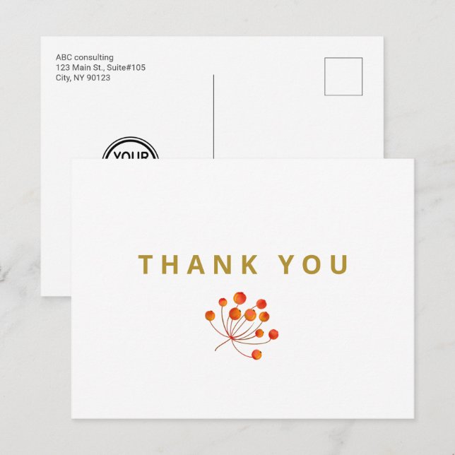 Custom Business Branded Logo Thank You Postcard (Front/Back)