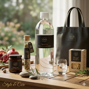 Custom Business Branding Black Water Bottle Label