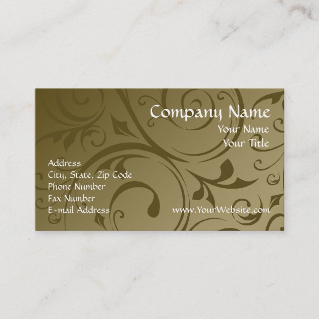 Custom Business Card, Chocolate Swirl Design Business Card (Front)