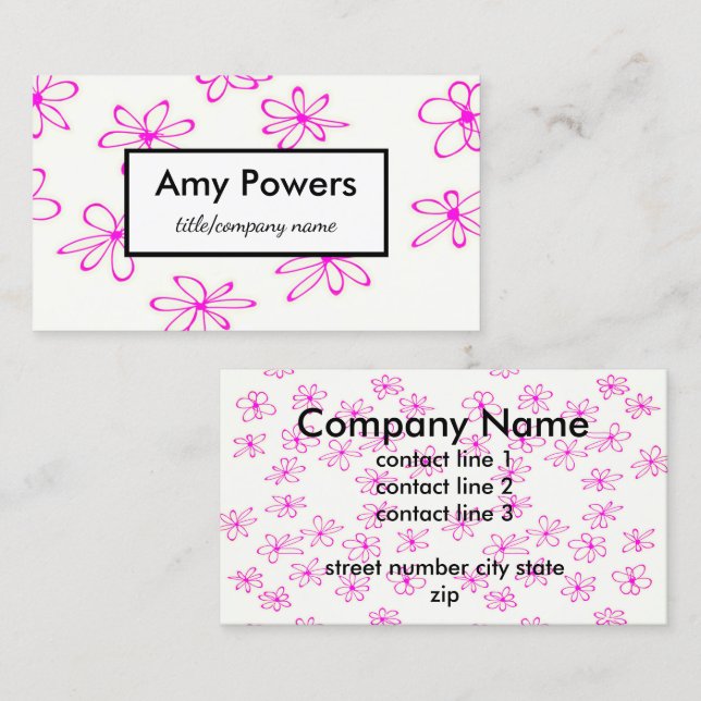 custom business card double sided cute flower art (Front/Back)