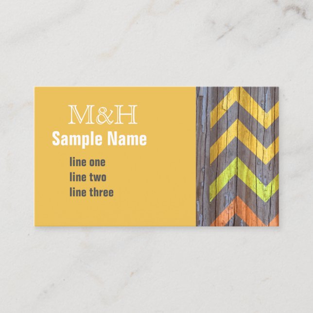 custom business card template chevron yellow grey (Front)