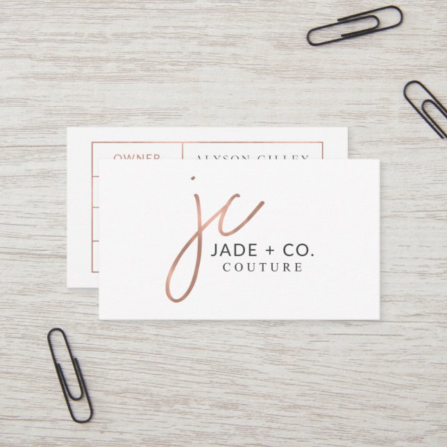 Custom Business Cards: Jade + Co Card (Front/Back In Situ)