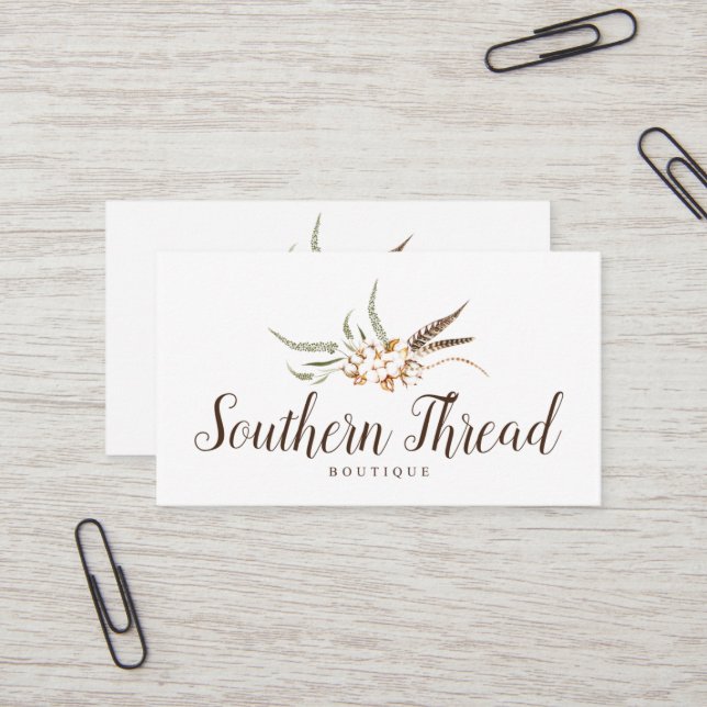Custom Business Cards: Southern Thread Boutique Business Card (Front/Back In Situ)