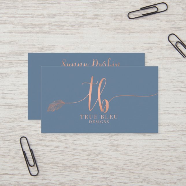 Custom Business Cards: True Bleu Designs Business Card (Front/Back In Situ)