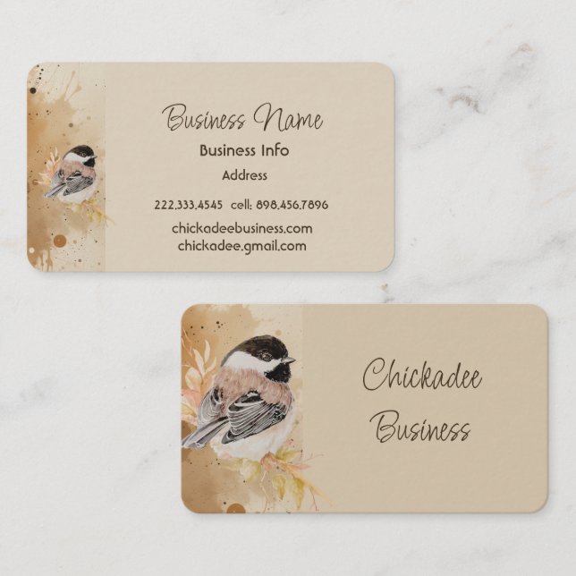 Custom Business Chickadee Bird Business Card (Front/Back)