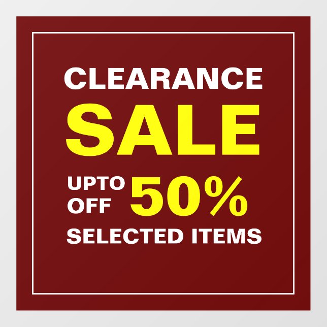 Custom Business Clearance Sale Window Cling (Sheet)
