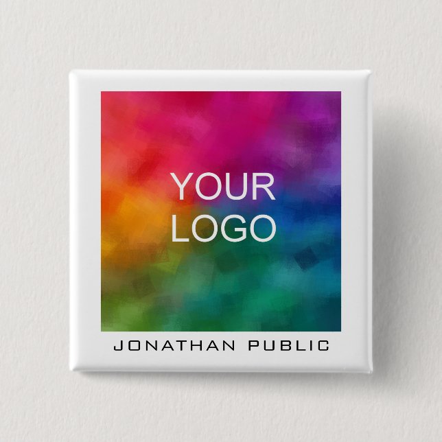 Custom Business Company Corporate Logo Text 15 Cm Square Badge (Front)