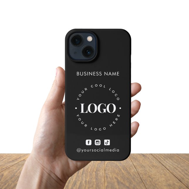Custom Business Company Custom Logo & Social Media iPhone Case (Creator Uploaded)