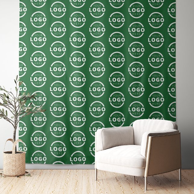 Custom Business Company Logo Backdrop Green Tapestry (Creator Uploaded)
